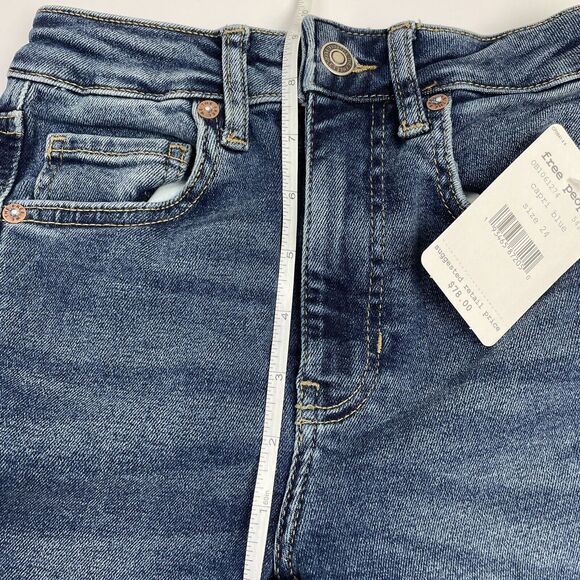 We The Free People NWT High Rise Dark Skinny Jeans Women's Size 24 Raw Fray Hem - Picture 9 of 11